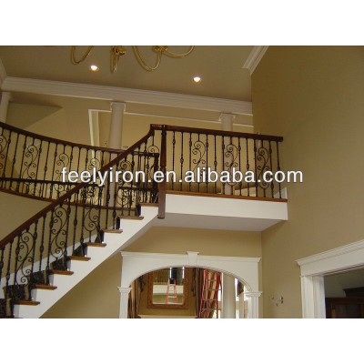 Iron staircase handrail with wooden top FH-004